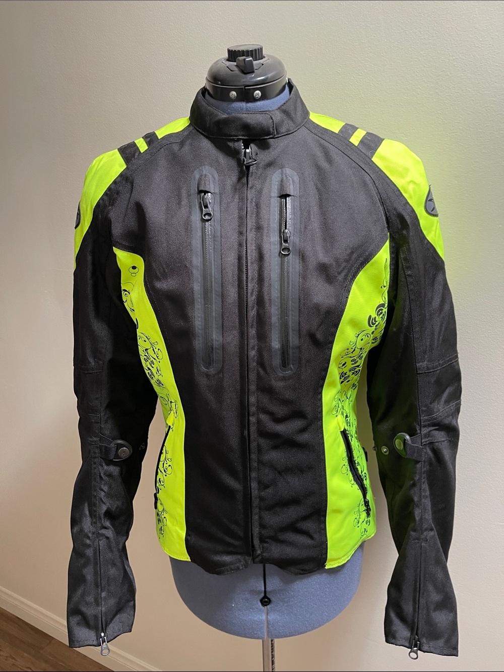 Joe Rocket Black & Neon Yellow Women's Performance Motorcycle Jacket